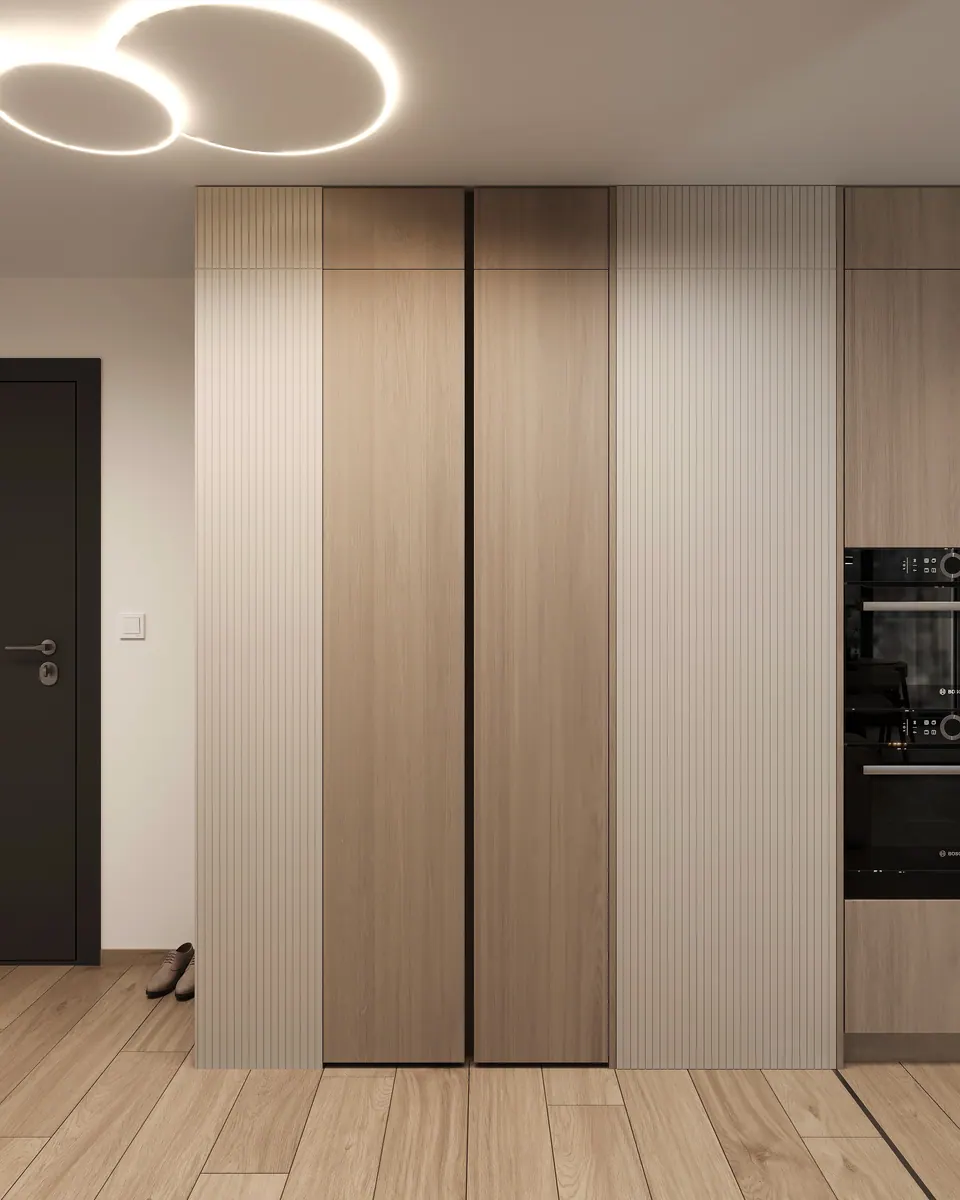 Vstavané skrine v predsieni — byt v Eurovea City v Bratislave, 56 m²
