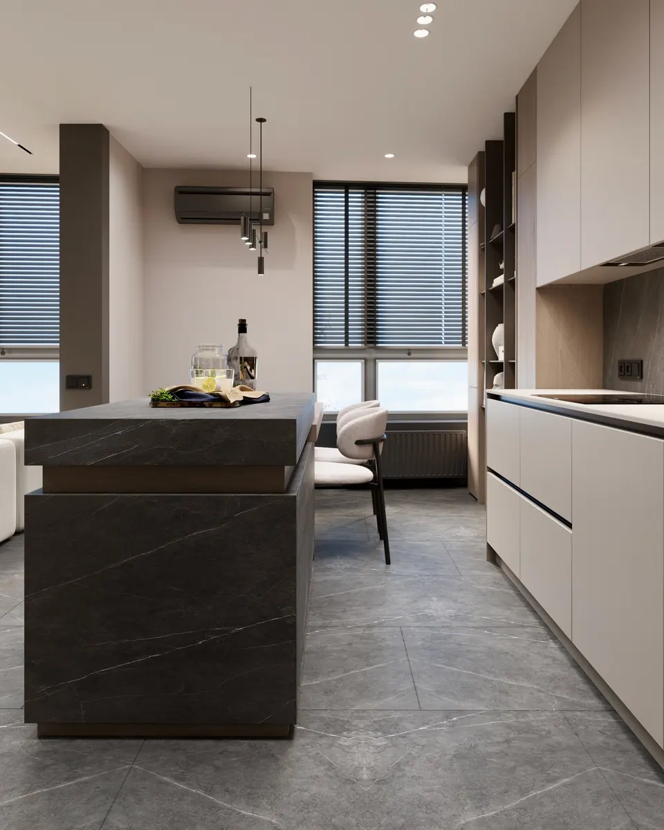 bespoke kitchen with built-in appliances