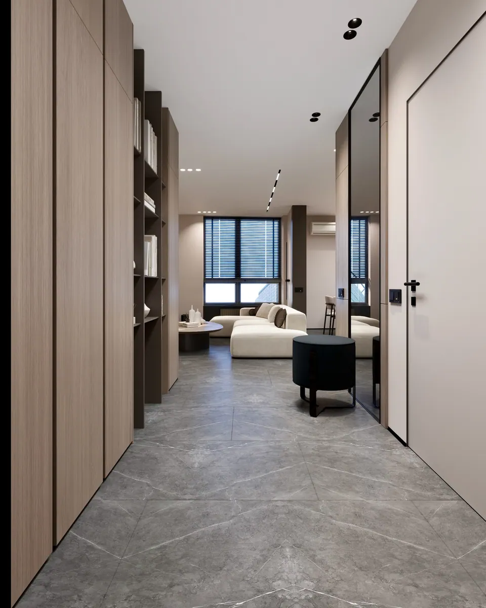 Predsieň so vstavaným úložným priestorom — byt v Kyjeve, 80 m²