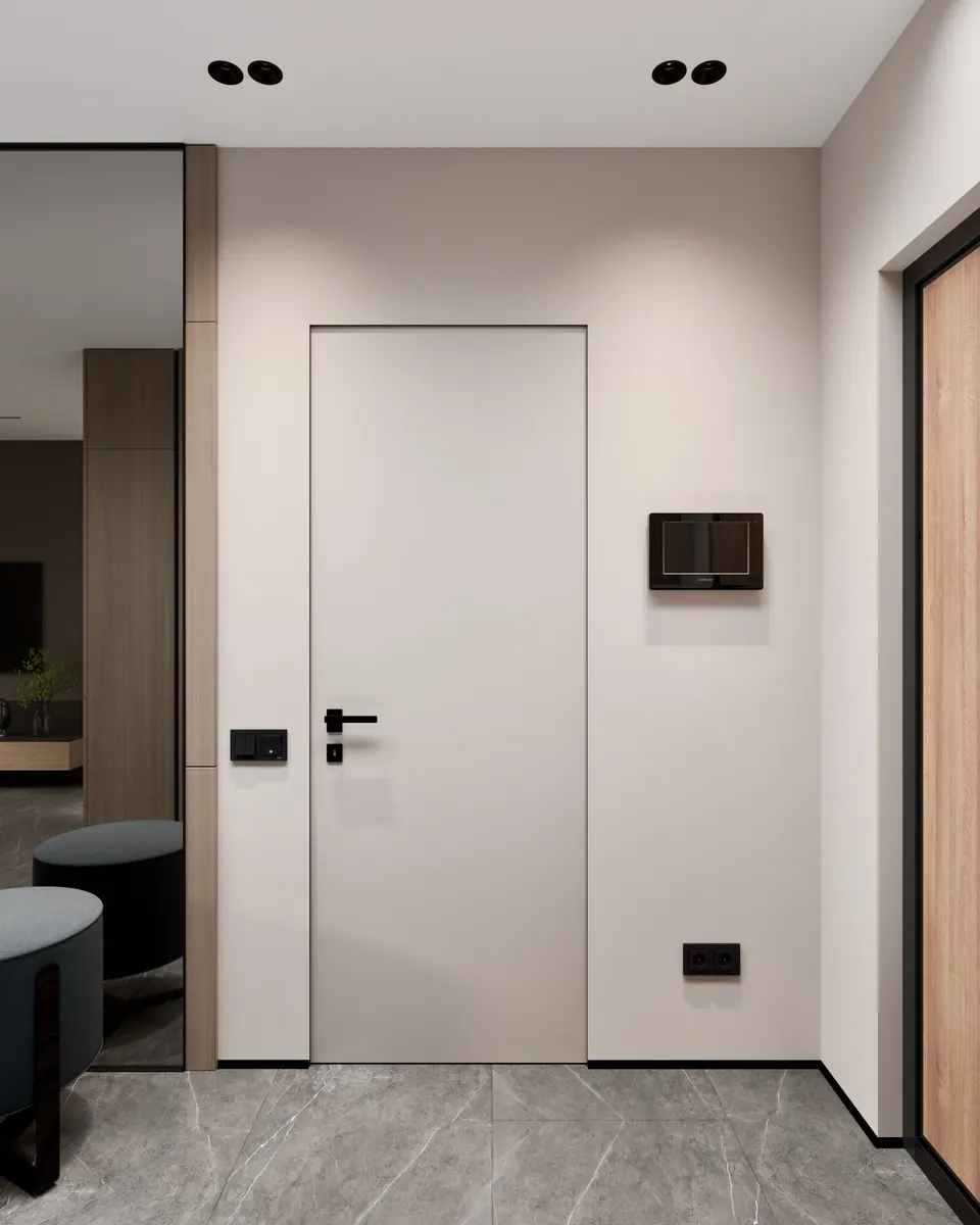 Predsieň s dverami so skrytou zárubňou — byt v Kyjeve, 80 m²